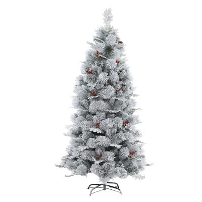 China Christmas and various parties 463 series mixed flocking hanging type PE tree flower leaves rolling white pinecones to red fruit clusters for sale