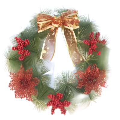 China Various Parts 30cm Christmas Needle and Pine Wreath Garland for Home Wall Decor Christmas Wreath Garland Christmas Decorations Garland for sale