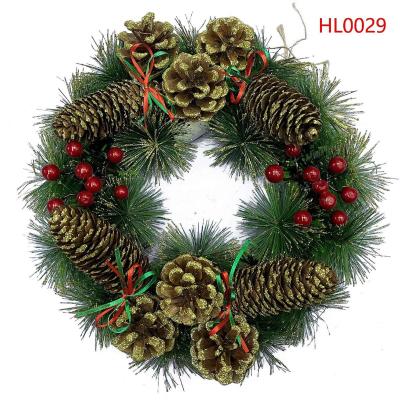 China Hot sale HL0034 40cm Christmas pine needle wreath of various parts Christmas decorations garland Christmas wreath decoration wreath flowers for sale