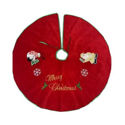 China Dense Christmas Tree Decorations HX-52 Tree Skirt Embroidered Old Man Snowman Sequin Snowflake Christmas Tree Skirt Collar Luxury for sale