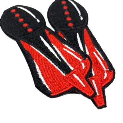 China Hot Sale Washable Iron On Black And Red Color Apparel Embroidery Patch For Apparel for sale