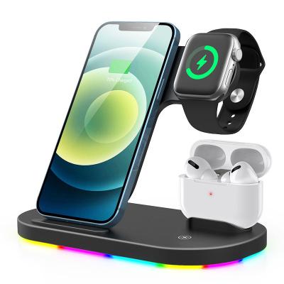 China Fast Cell Phone Watch 3 in 1 Magnet Charger Wireless Stand Phone Charging Dock Dock for Apple Airpods pro for sale