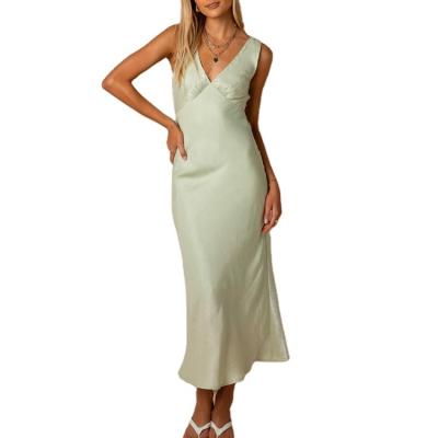 China 2021 wholesale long maxi dress summer women's ladies anti-static silk dresses for sale