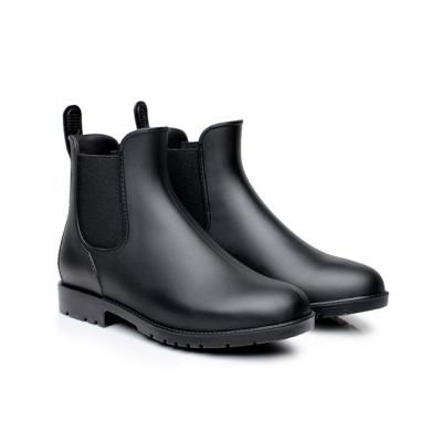 China PVC rain boots 2019 black plain ankle boots PVC raining boots for sale