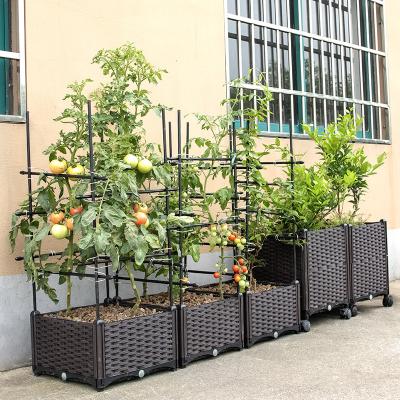 China Easily Assembled Garden Raised Bed Plastic Flower Pot Grow Box Flower Support Garden Planter Bed for sale