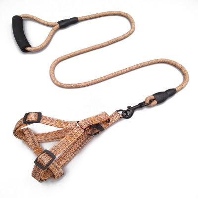 China Popular Chest Strap Dog Linen Adjustable Step In Harness Dog Leash Dog Collar for sale