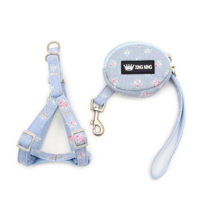 China Custom Logo And Personalized Print No Pull Dog Harness Leash Collar Set Puppy Basic Training Adjustable Durable Heavy Duty Vest for sale