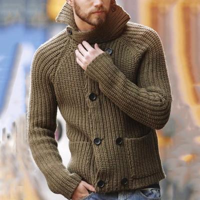 China Anti-Wrinkle Mens Turtle Neck Knitted Sweater Autumn Winter Crossover Cardigan Sweater With Pocket Men for sale