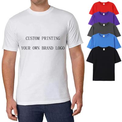 China Anti-Wrinkle Heavy Cotton Unisex 100% T-Shirt Us Size DTG Sublimation Printed T-Shirts With Logo Custom Blank Mens Summer Shirts for sale