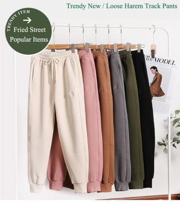 China Anti-wrinkle women's winter sweat jogger harem loose windproof pants for women warm straight leg winter thick fleece gaiters sweatpants for sale