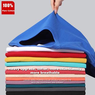 China Manufacturers 180 GSM Heavyweight 100% Pure Cotton T-shirt Wholesale High Quality Caiheng Anti-Wrinkle Apparel Custom Printing Printing for sale