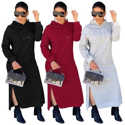 China wholesale logo anti-static custom casual wear hoodies solid color hoodie sweatshirt long sports dress for women for sale