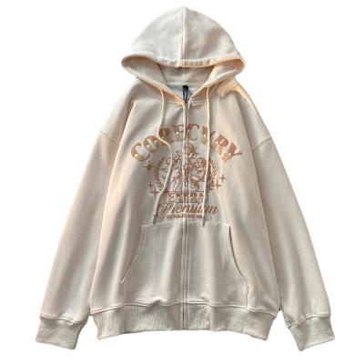 China custom Anti-wrinkle vintage angel zipper up hoodie custom women blow out wholesale full print zipper hoodies for sale