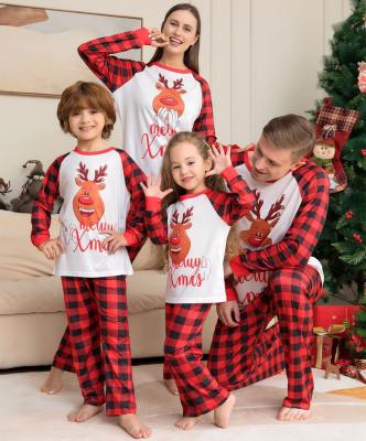 China Caiheng 2022 High Quality Parent-child QUICK-DRY Use Christmas Printed Homewear Matching Pajamas Long Sleeve Pants Sets For Family for sale