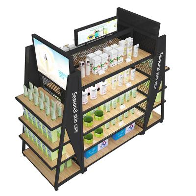 China Taichung island unpacked multi-layer storage rack water table cosmetics display rack promotion cabinet for sale