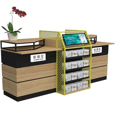 China Wooden cosmetics checkout counters for checkout counter modern stylish shop cashier counter TM16 for sale