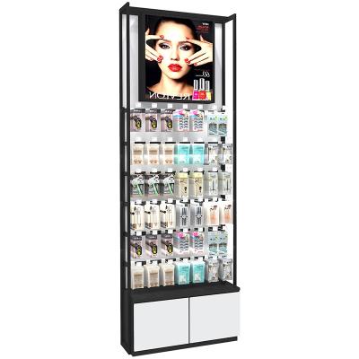 China Simple And Modern Beauty Tool Shopping Mall Wall Display Stand Hanging Shelf Customized Cosmetic Display Cabinet for sale