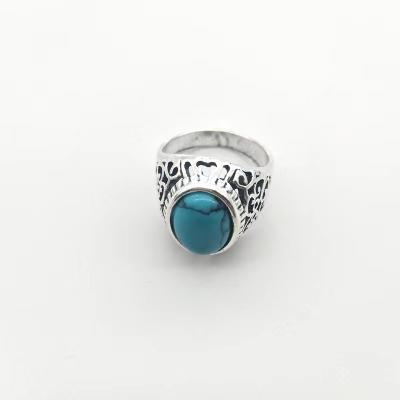 China Custom Natural Stone Ring Turquoise Gemstone Jewelry Rings Ethnic Wholesale Gemstone Jewelry for sale