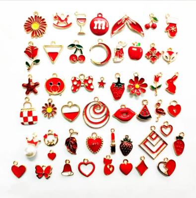 China Red Alloy Charm Jewelry Making Enamel Pendants for sale