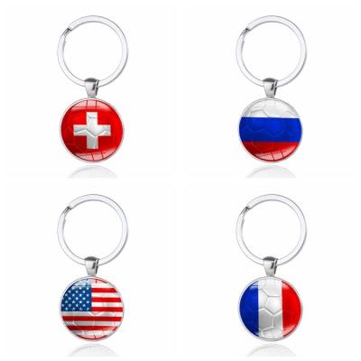 China Manufacturer Promotional Small Gift Europe Country Football Metal Key Chain Charm Keychain Zinc Alloy Flag Designed for sale