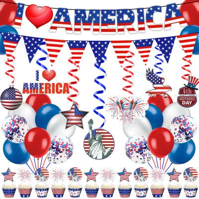 China Independence Day Party Supplies American Independence Day Party Decoration Balloon Set Pack I Love Atriotic USA Party Backdrop Kit Decorations for sale