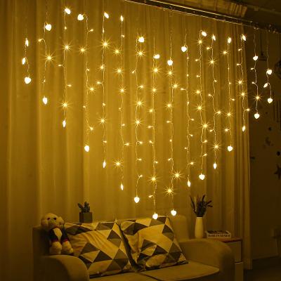 China String Light Heart Shape LED Curtain String Light Fairy Twinkle Led Waterfall Garland Valentines Day Party Decoration String Lights for sale