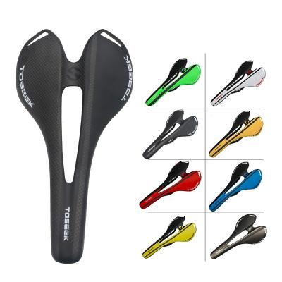 China TOSEEK Carbon Fiber Bicycle Saddle Road Mountain Bike Saddle Single Front MTB Bike Parts for sale