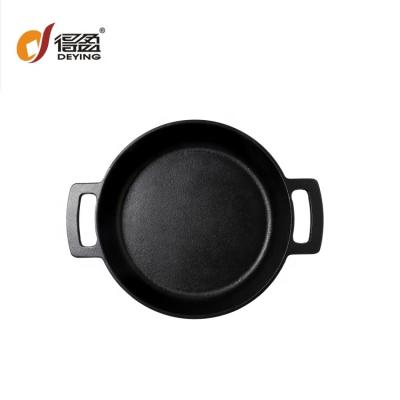 China Wholesale Cookware Fry Pan Cast Iron Cooking Pan CLASSIC Double Handles Casserole Non-Stick Cookware for sale