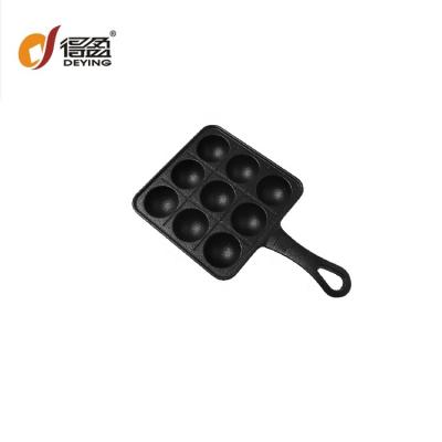 China Durable 9 Hole Japanese Cast Iron Takoyaki Grill Pan Master Frying Pan Nonstick Octopus Ball Cooking Pan for sale