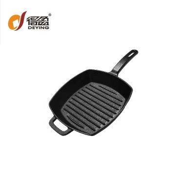 China CLASSIC Factory Direct Success Enamel Square Cast Iron Grill Pan With Long Handle for sale