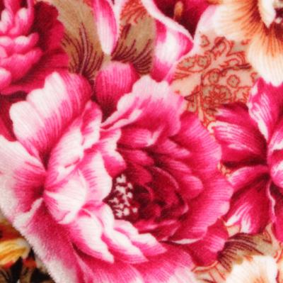 China Sueded Brushed Shaoxing Coral Velvet Fleece Fabric Printed with Flower for Covering Pajamas Garment for sale