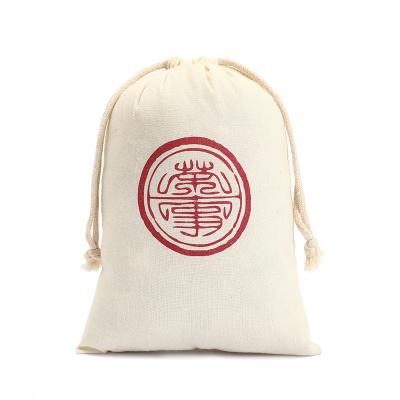 China Recyclable Custom Logo Printed Cotton Canvas Drawstring Bag for sale