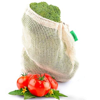 China Eco-friendly 100% cotton mesh bags for fruits and vegetables for sale