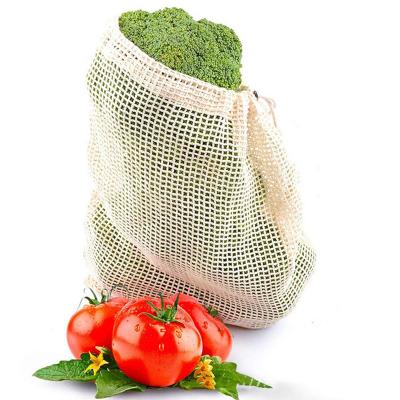 China Recyclable Reusable Mesh and Muslin Produce Bags - Organic Keeper for Fruit and Vegetable Storage Drawstring Bag Eco Friendly Set, S, M and L for sale