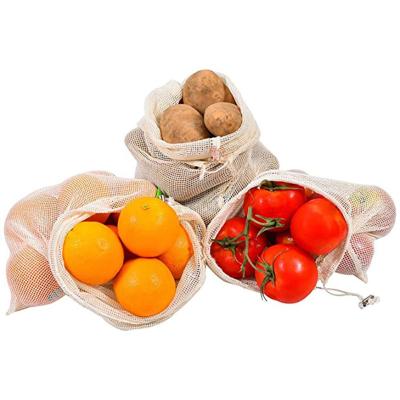 China BIODEGRADABLE Grocery Produce Bags, Reusable Organic Cotton Mesh Bags, Machine Washable Simple Cotton Ecology Organic Bags for sale