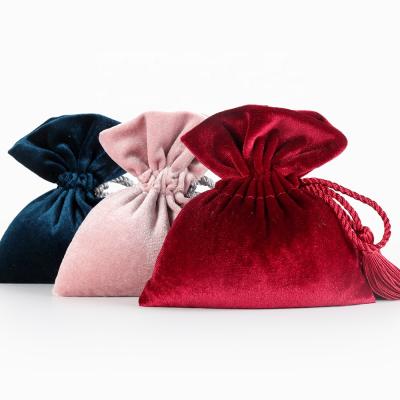 China High Quality Promotion Tassel Velvet Bag Drawstring Candy Pouch Packaging Bags Wedding Bag for sale