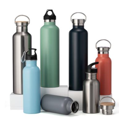 China Customized PORTABLE 500ml Double Wall Stainless Steel Vacuum Flasks Insulated Sport Water Bottles With Bamboo Lid for sale