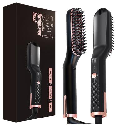 China RV Beard Hair Straightener Fast Electric Ceramic Styling Iron Hot Comb Hair Beard Straightener For Men for sale