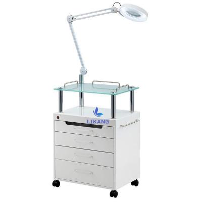 China Modern LIKANG Wholesale salon shop equipment carts with UV lamp manicure facial pedicure chair beauty salon trolley cart for sale for sale