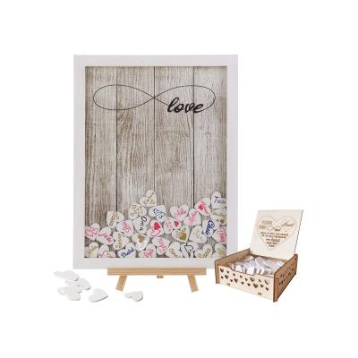 China Europe Handmade Hot Selling Wedding Guest Book Wooden Picture Frame With 100PCS Wooden Hearts Wood Crafts for sale