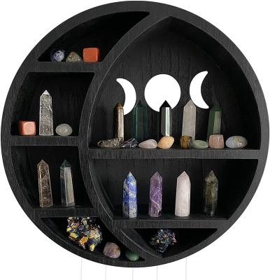 China Black Crescent Moon Shelf from China | Crystal Shelf Display for Stones, Essential Oils and Decor from Whichy for sale