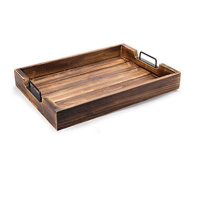 China Solid Wood Burning Color Tray Wooden Decorative Soft Modern Style Tray Serving Tray Wood Tray for sale