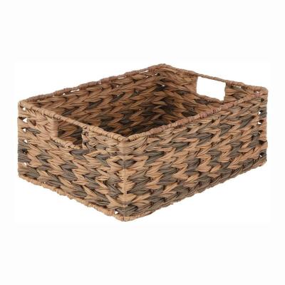 China Sustainable Brown Food Storage Organizer Woven Basket Bin Perfect For Galley Shelving And Countertops for sale