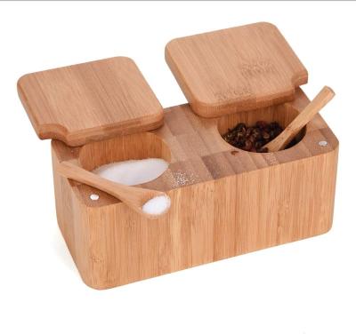 China Sustainable Wholesale Bamboo Wooden Swivel Salt Pepper Spice Box Cellars Pinch Jar For Herbs And Spices for sale