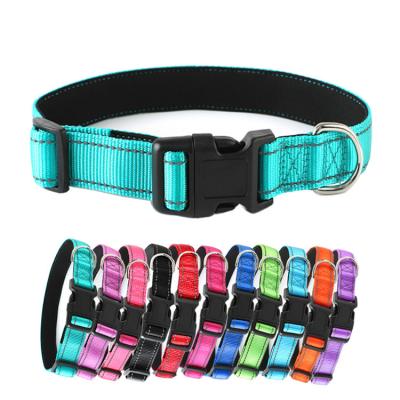 China Premium Heavy Duty Soft Reflective Adjustable Nylon Webbing Padded Custom Tactical Cat Pet Dog Collar Deluxe Buckle Training for sale