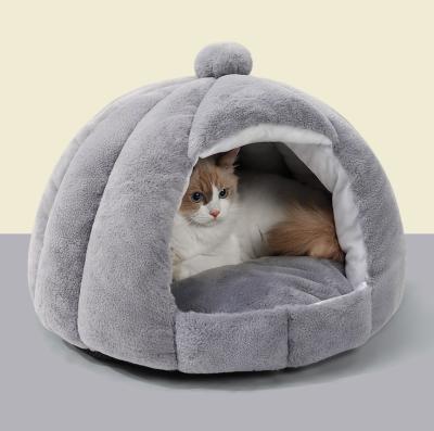 China Gray Pet Bed Accessories Cats And Kennel Cave Plush Soothing Cat Bed For Small Pets Novelty Warm Security Comfortable for sale