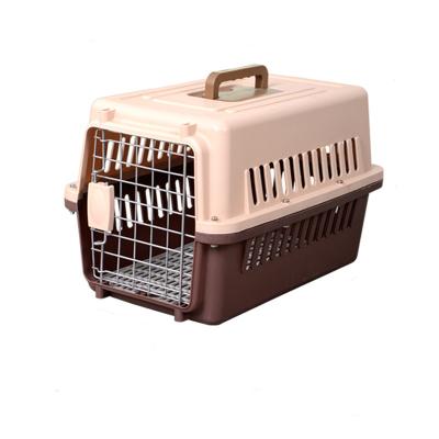 China Brown Stocked Sided Pet Travel Carrier Breathable Durable Pet Travel Crate Carrier Widely For Large Medium Small Pets for sale