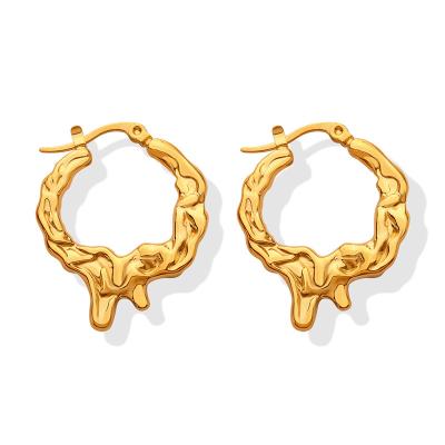 China INS TRENDY Fashion 18K Gold Plated Women Chunky Twist Round Earrings Stainless Steel Irregular Geometric Circle Earrings Jewelry for sale