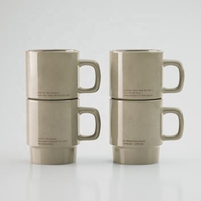 China Novelty Sustainable Ceramic Stoneware Mugs 300ml Stackable Ceramic Coffee Mug for sale