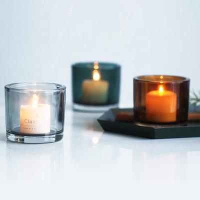 China Eco - Friendly Recyclable Multiple Uses Luxury Glass Candle Container Candle Holder for sale